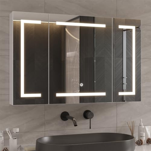 DICTAC Spiegelschrank Bad mit LED Beleuchtung...