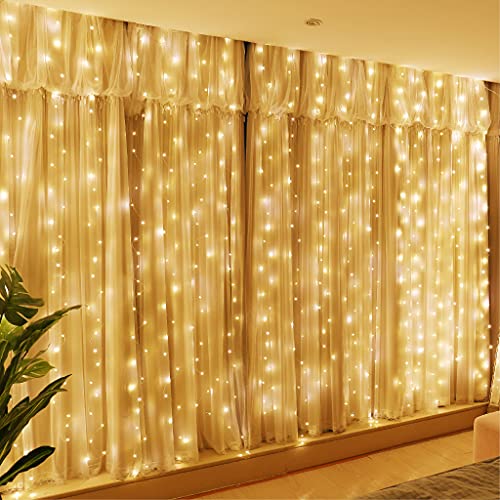 HXWEIYE 300LED Lichtervorhang Warmweiß,...